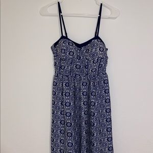 Xhilaration Navy Blue and White Patterned Dress